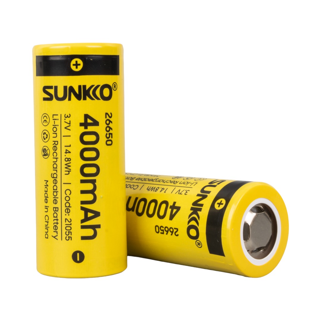 SUNKKO 3.7 VOLT 4000 MAH 26650 ŞARJ EDİLEBİLİR PİL (TEKLİ PAKET) (4767)