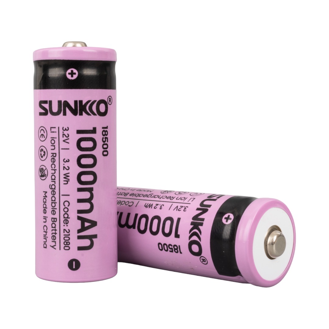 SUNKKO IFR 3.2 VOLT 1000 MAH 18500 ŞARJ EDİLEBİLİR PİL (2Lİ PAKET) (4767)