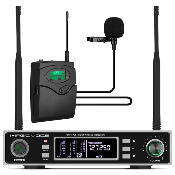 MAGICVOICE MV-1100Y UHF ÇİFT TUNER 1 YAKA KABLOSUZ TELSİZ MİKROFON (4767)