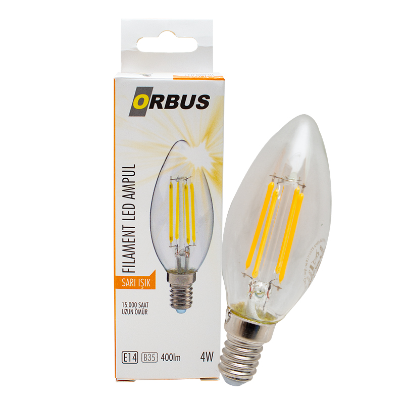 ORBUS ORB-BC3 FILAMENT BULB B35 4 WATT E14 400 LMN SARI LED AMPÜL (4767)