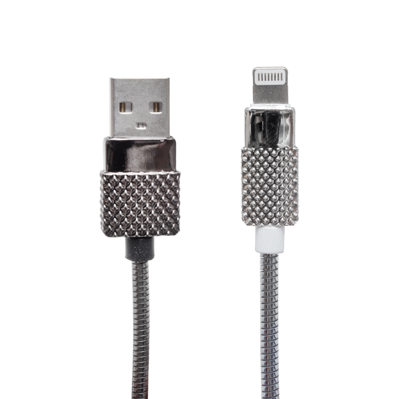 METAL YAYLI IPHONE LIGHTNING USB DATA VE ŞARJ KABLOSU 1 METRE (4767)