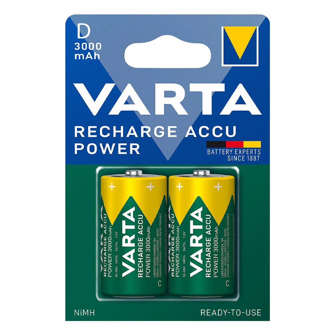 VARTA 1.2 VOLT - 3000 MAH NI-MH BÜYÜK D BOY ŞARJLI PİL 2LI PAKET (4767)