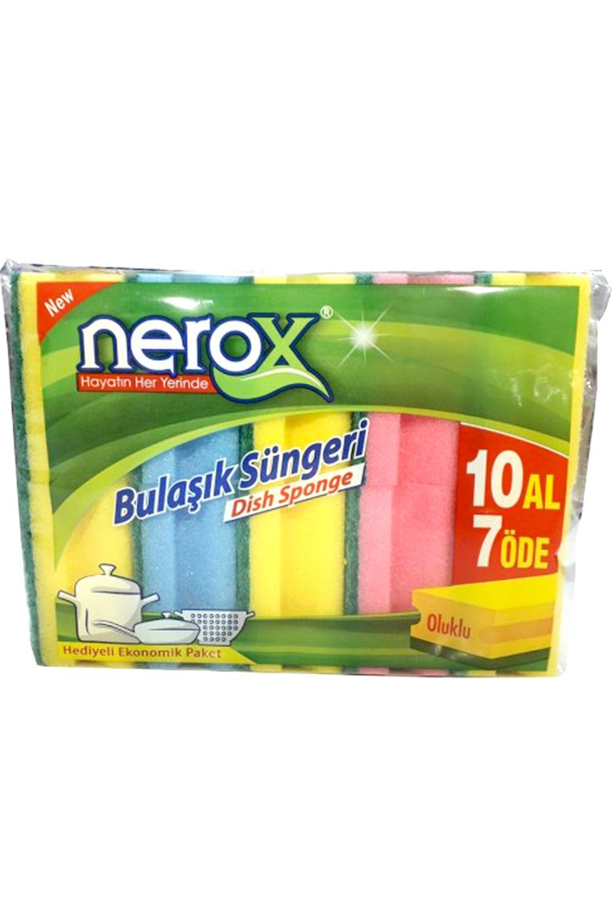 Nerox Bulaşık Süngeri Oluklu 10'Lu Turk-NRX-F550