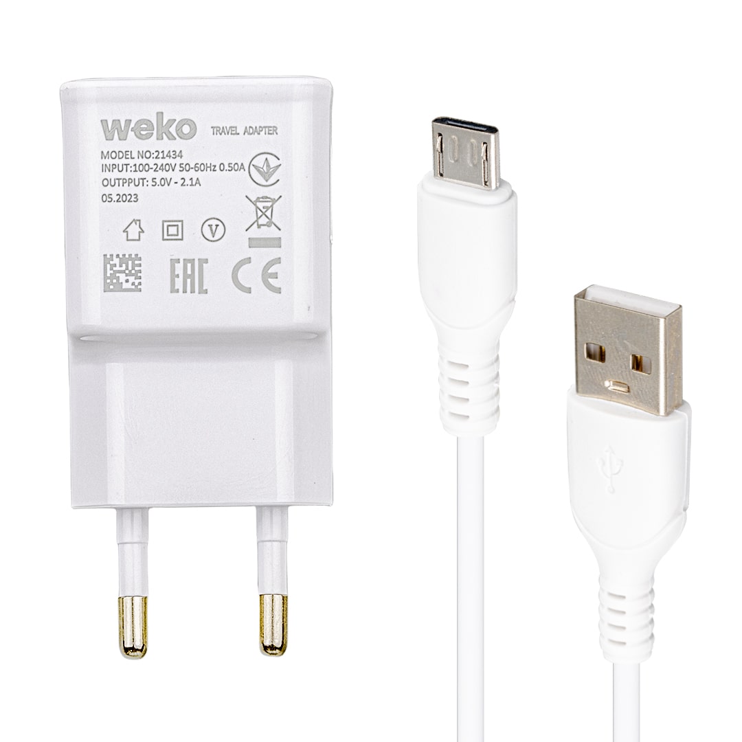 WK-21434 S6 2.1 AMPER ŞARJ BAŞLIK ADAPTÖRÜ + MICRO USB KABLO(NO:3) (4767)