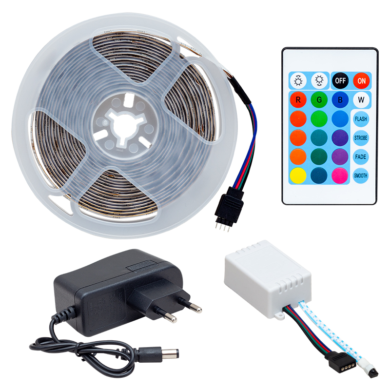 SİLİKONSUZ 5 METRE RGB ŞERİT LED ANİMASYON DEVRELİ + ADAPTÖR SET (4767)