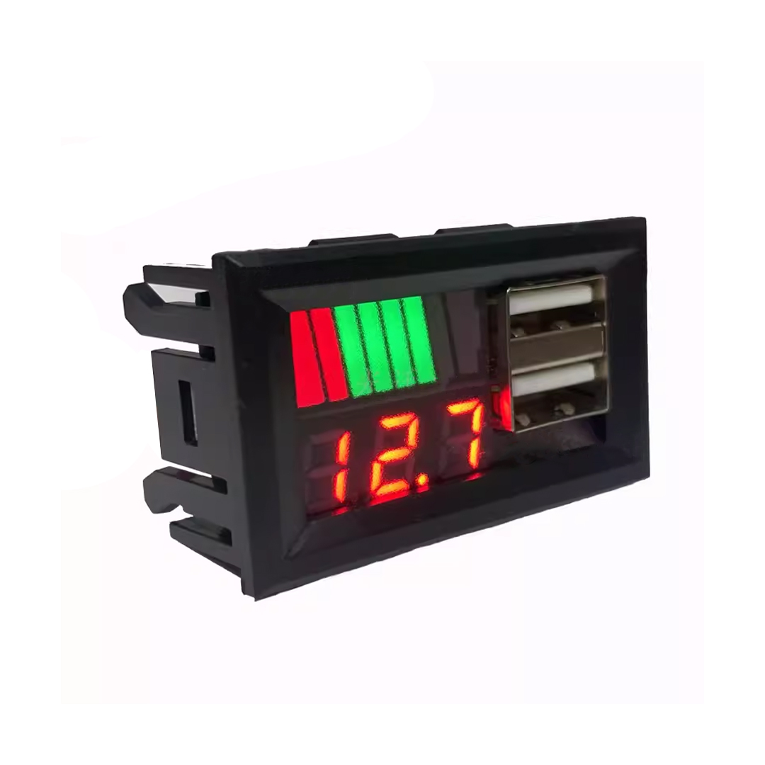 DİJİTAL VOLTMETRE USB ÇIKIŞLI AKÜ GÖSTERGELİ DC 12V (IC278C) (4767)