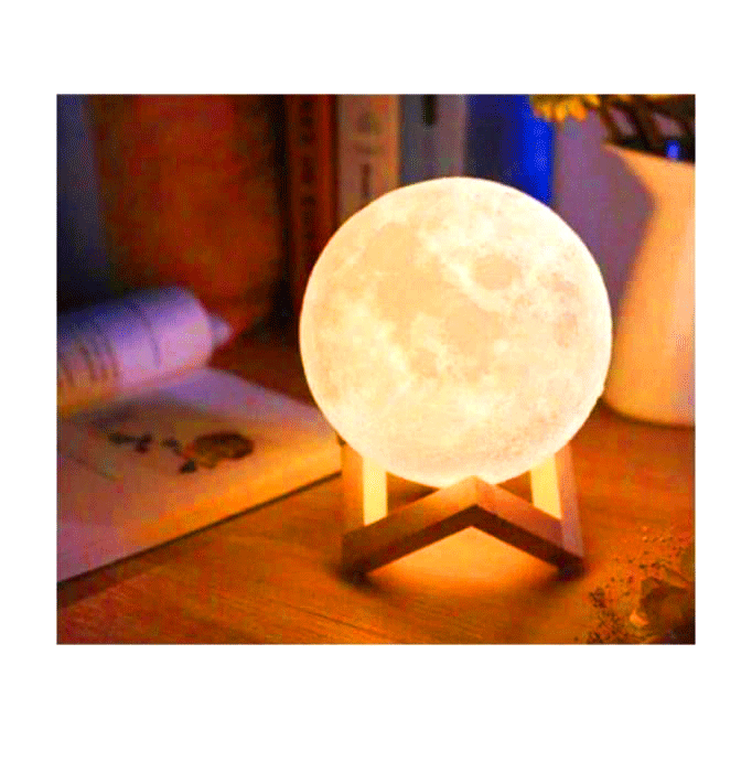 3D MOON LAMP AY KÜRE GECE LAMBASI AYAKLI (4767)