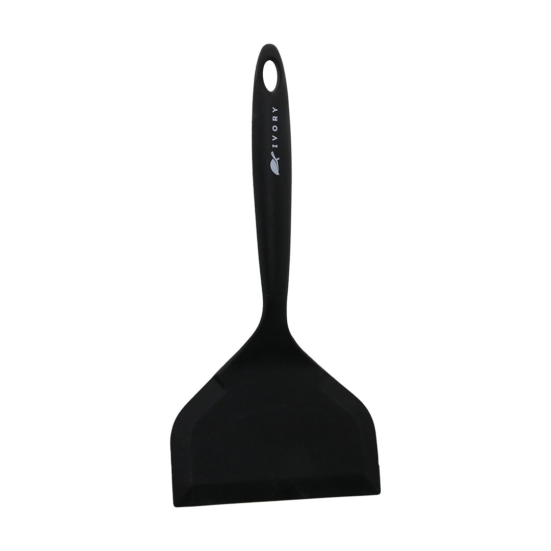 SİLİKON - SİYAH   JUMBO - GENİŞ AĞIZ  SPATULA  25.5CM -- AĞIZ: 12CM (4767)