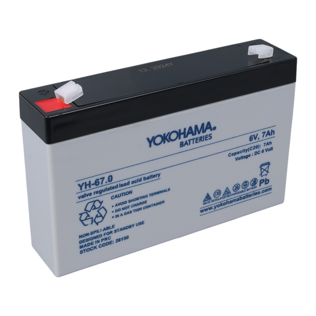 YOKOHAMA YH-67.0 6 VOLT - 7 AMPER KURU AKÜ (150 X 30 X 94 MM) (4767)