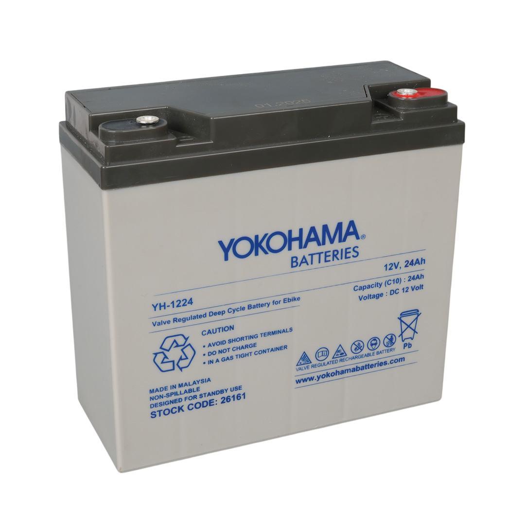 YOKOHAMA YH-1224 12 VOLT - 24 AMPER ELEKTRİKLİ BİSİKLET AKÜSÜ (180 X 76 X 167 MM) (4767)