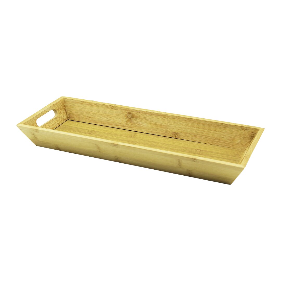 DİKDÖRTGEN ÇİFT KULPLU AHŞAP BAMBU SUNUM TEPSİSİ =16X40CM - DERİN=4CM (4767)