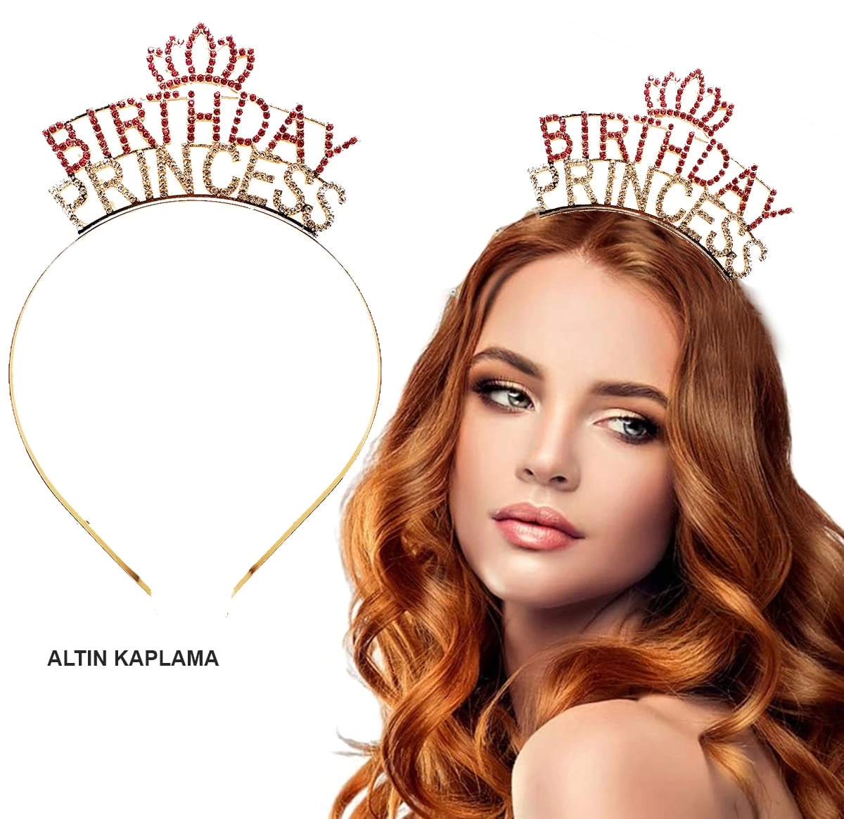 Birthday Princess Kristal Taç – Altın Kaplama