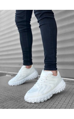 BA0592 Tarz Sneakers Ithal Beyaz Fileli Rahat Taban Spor Ayakkabısı