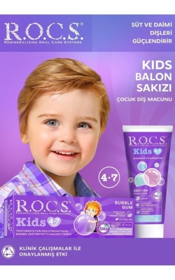 Rocs Kids Balon Sakızı Tadında 4-7 Yaş Florürsüz Diş Macunu 45 ml