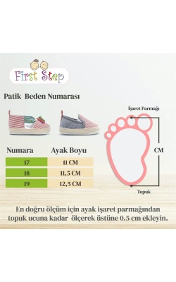 First Step Kedi Nakışlı Çizgili Patik - Kırmızı 3-7 Ay / No.17