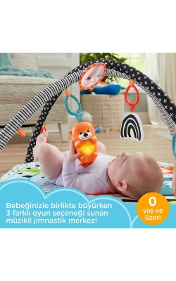 Fisher Price Neşeli Hayvanlar 3ü 1 Arada Jimnastik Merkezi Oyun Halısı