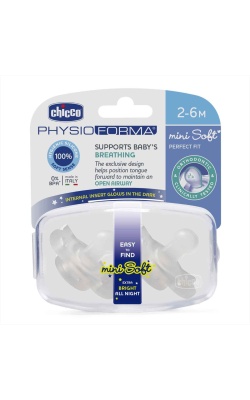 Chicco Gece Parlayan PhysioForma Mini Soft 2li Emzik 2-6 Ay