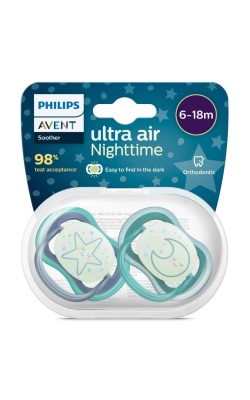 Philips Avent Ultra Air Night Karanlıkta Parlar Gece Emziği 6-18 ay Erkek SCF376/13