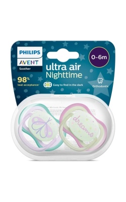 Philips Avent Ultra Air Night Karanlıkta Parlar Gece Emziği 0-6 ay Kız SCF376/19