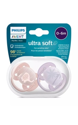 Philips Avent Ultra Soft Yumuşak 2li Emzik 0-6 Ay - Kız SCF091/09