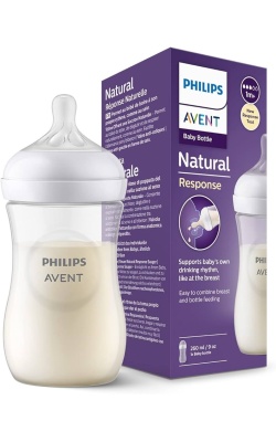 Philips Avent Natural Response PP Biberon 1 Ay+ 260 ml, Tepkili Biberon Emziği SCY903/01