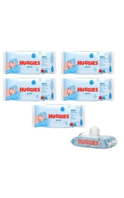 Huggies Pure Yenidoğan Hassas Islak Havlu 72 Yaprak 5li Paket (432 Yaprak)