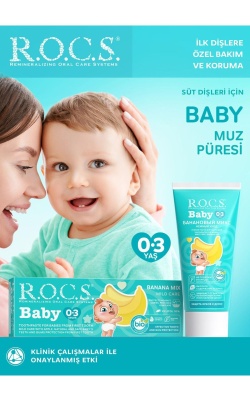 Rocs Baby Süt Dişler için  Muz Püresi 0-3 Yaş Diş Macunu 45 ml