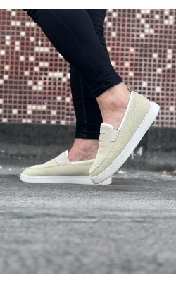 WG061 Bej Triko Babet Erkek Casual Ayakkabı