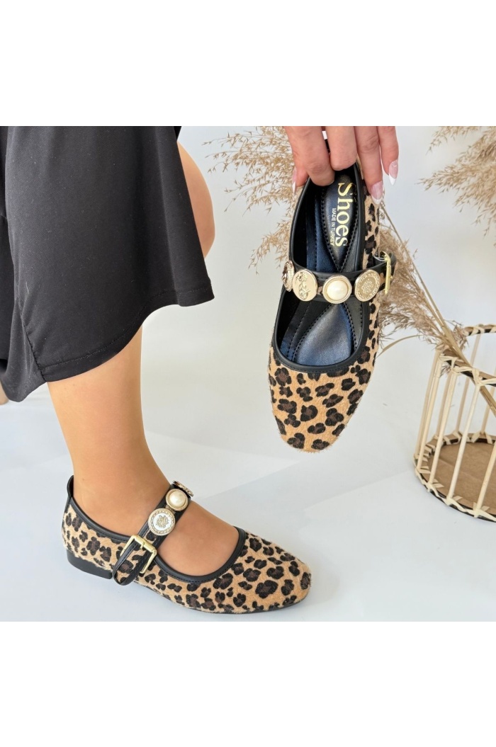 Koope Leopar Süet Babet Ayakkabı