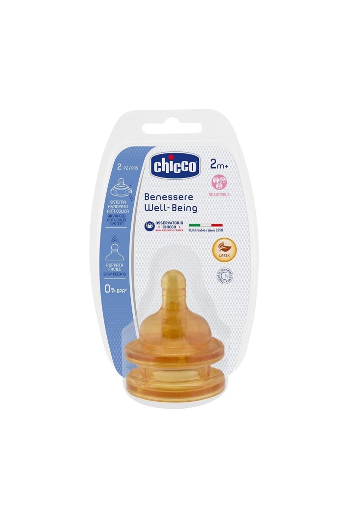 Chicco Biberon Emziği 2 ay+Akış Ayarlı 2li kauçuk