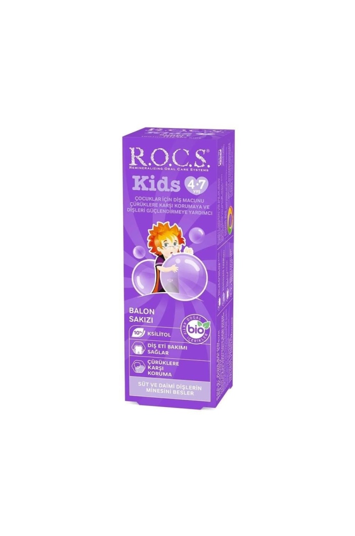 Rocs Kids Balon Sakızı Tadında 4-7 Yaş Florürsüz Diş Macunu 45 ml