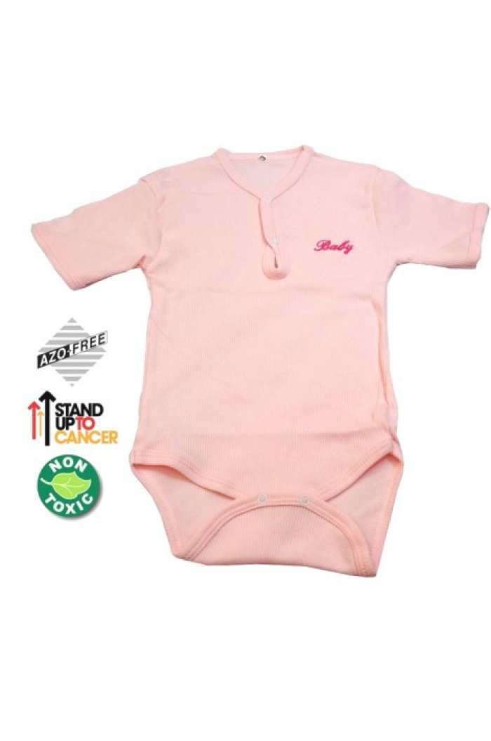 Sema Baby Yarım Kol Kaşkorse Badi (Body) - Pembe  0-6 Ay