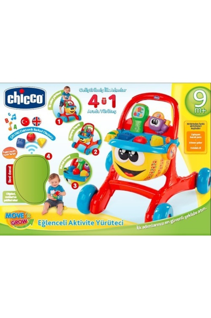 Chicco Mutlu Alışveriş İlk Adımlar Yürüteci - 4ü bir arada İngilizce + Türkçe Aktiviteli