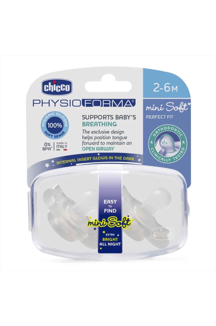 Chicco Gece Parlayan PhysioForma Mini Soft 2li Emzik 2-6 Ay