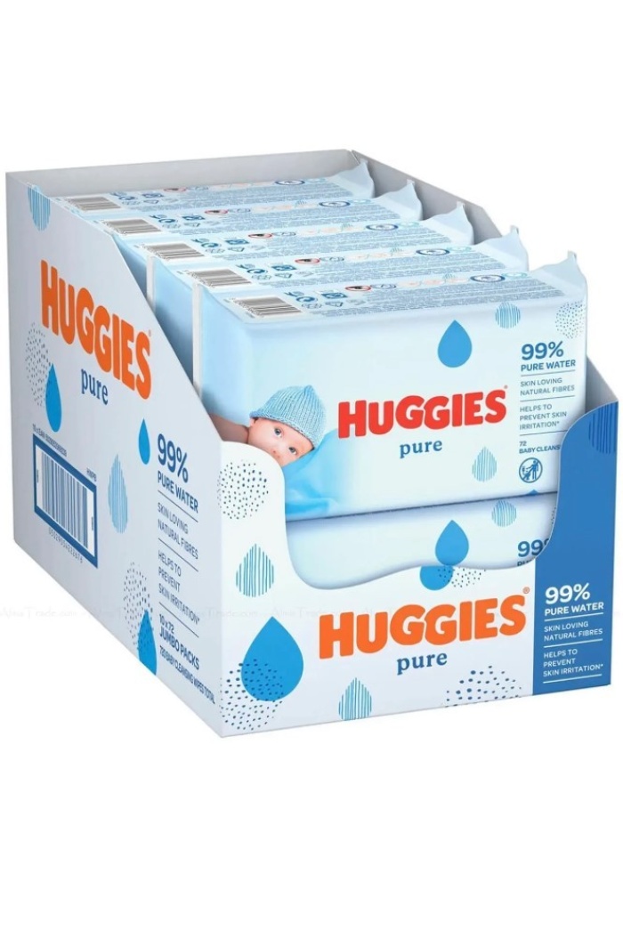 Huggies Pure Yenidoğan Hassas Islak Havlu 72 Yaprak 10lu Maxi Paket (720 Yaprak)