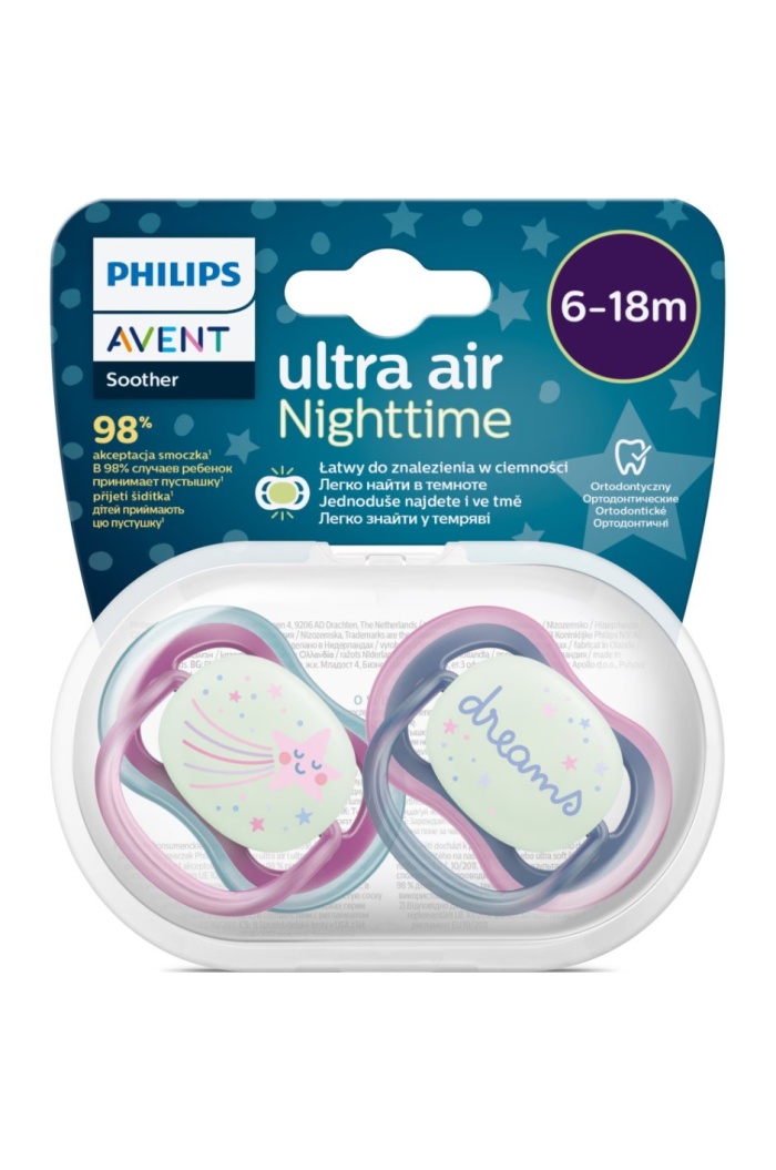 Philips Avent Ultra Air Night Karanlıkta Parlar Gece Emziği 6-18 ay Kız