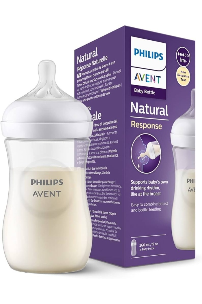 Philips Avent Natural Response PP Biberon 1 Ay+ 260 ml, Tepkili Biberon Emziği SCY903/01