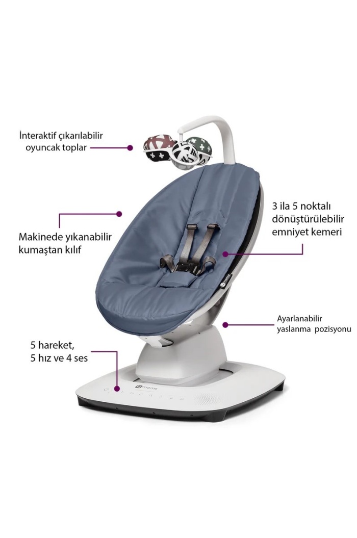 4Moms Mamaroo 5.0 Elektrikli Ana Kucağı - Slate Blue