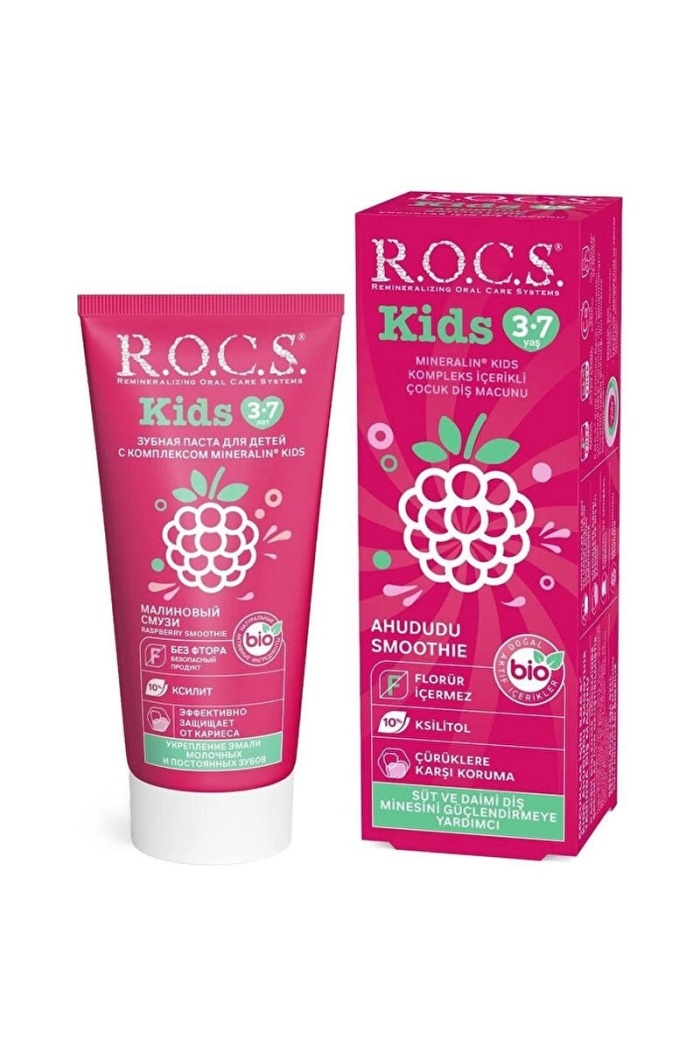 Rocs Junior Ahududu Smoothie 3-7 Yaş Florürsüz Diş Macunu 45 ml