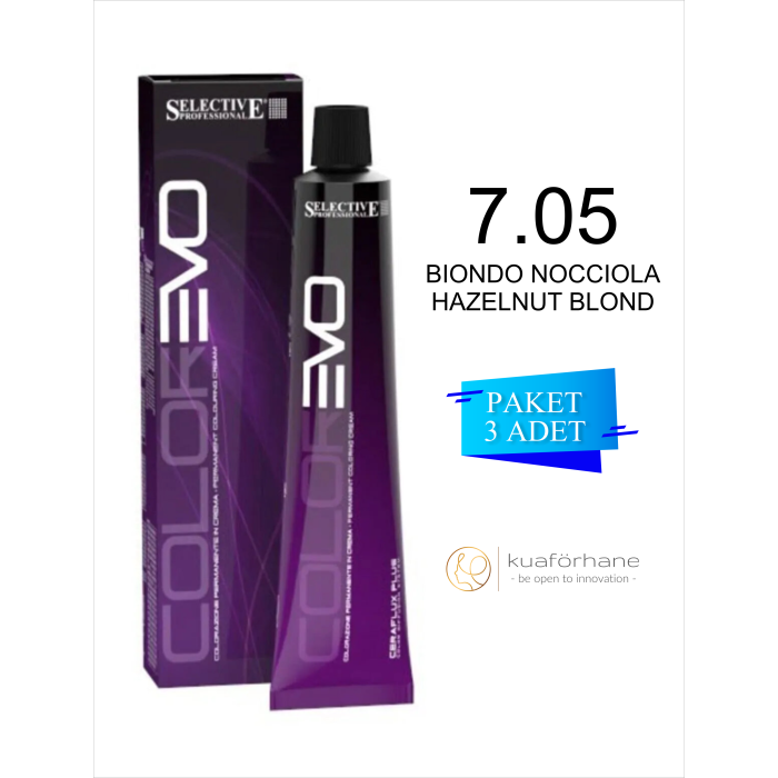 COLOREVO TÜP SAÇ BOYASI BIONDO NOCCIOLA HAZELNUT BLOND 7.05 60 ML (PAKET 3 ADET)