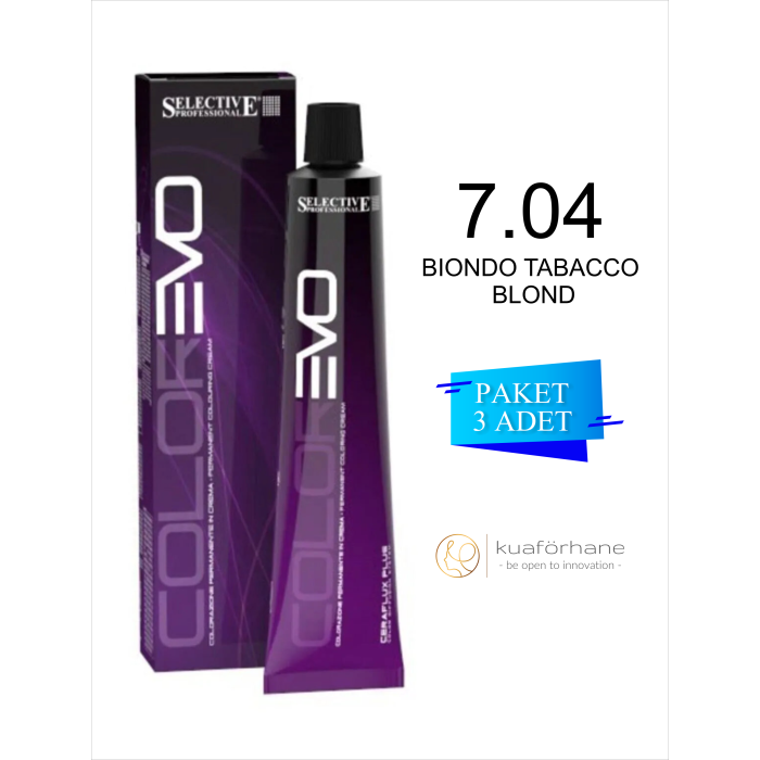 COLOREVO TÜP SAÇ BOYASI BIONDO TABACCO BLOND 7.04 60 ML (PAKET 3 ADET)