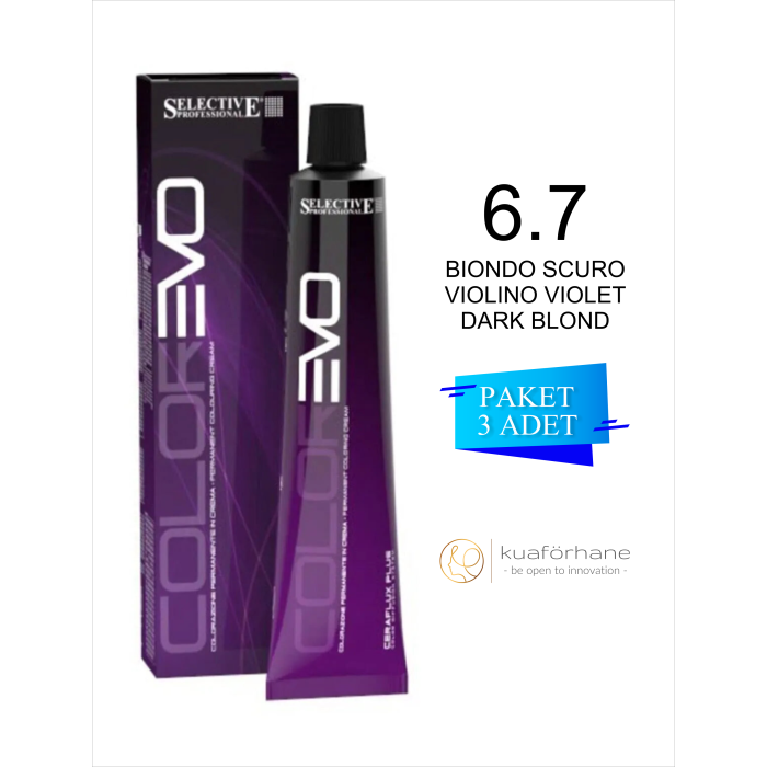 COLOREVO TÜP SAÇ BOYASI BIONDO SCURO VIOLINO VIOLET DARK BLOND 6.7 60 ML (PAKET 3 ADET)