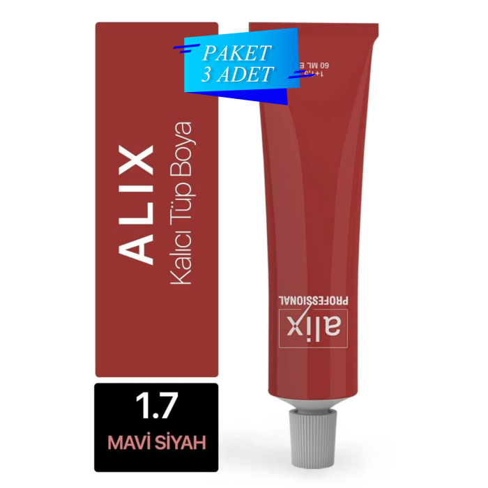 ALİX TÜP SAÇ BOYASI 1.7 MAVİ SİYAH 60 ML (PAKET 3 ADET)