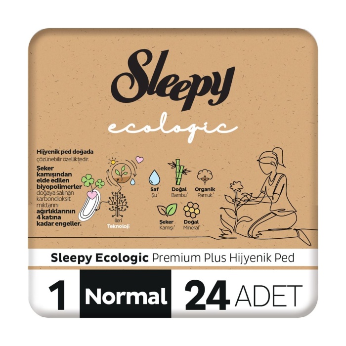 SLEEPY ECOLOGİC PREMİUM PLUS HİJYENİK PED NORMAL 24 ADET PED