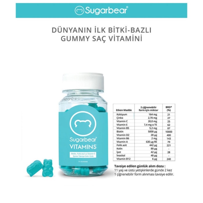 SUGAR BEAR VITAMINS 74 GUMMIES