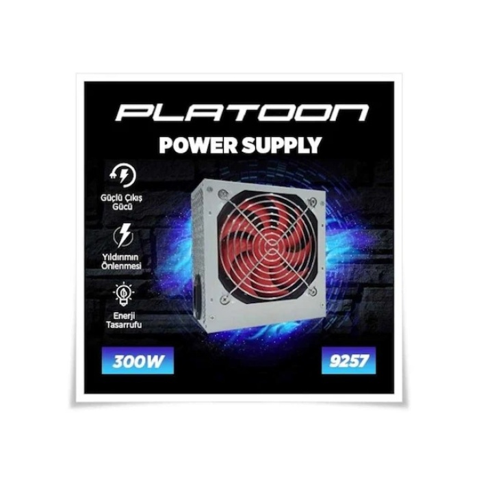 Platoon PL-9257 300W Gaming PC Power Supply 12cm Geniş Fan Güç Kaynağı