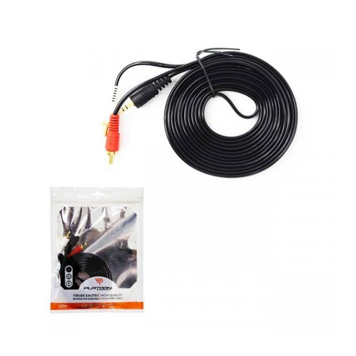 Platoon PL-8561 3m Metre RCA AUX 3.5mm Ses Sistemi Kablosu