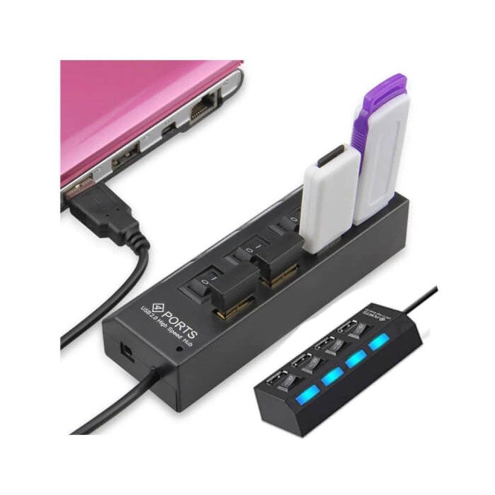 Platoon PL-5714 4 Port Usb 2.0 Çoklayıcı Hub Anahtarlı Işıklı On Off Düğmeli