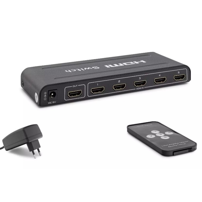 Hadron HN240 5 Port Hdmi Switch Hub Çoklayıcı - 4K - Kumandalı - Ultra Hd