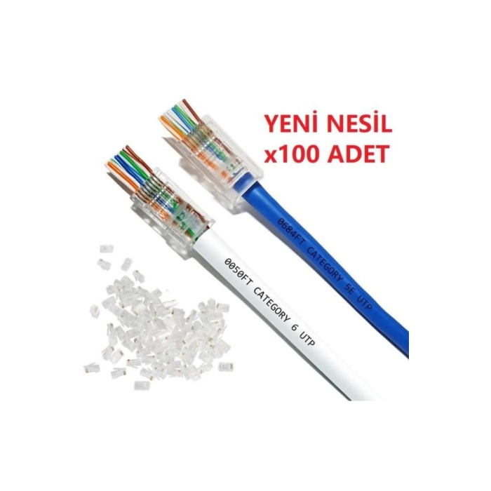 RJ45 RJ-5547 Cat6 Yeni Nesil Delikli Jack Konnektör 10 Adet